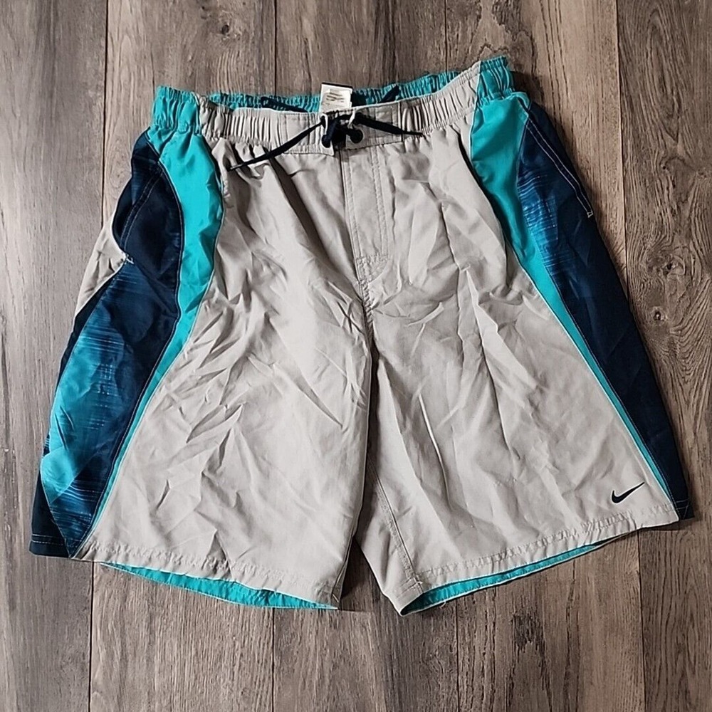 Nike Swim Shorts Men Rare Vintage Multi Color Size XL Lined Drawstring